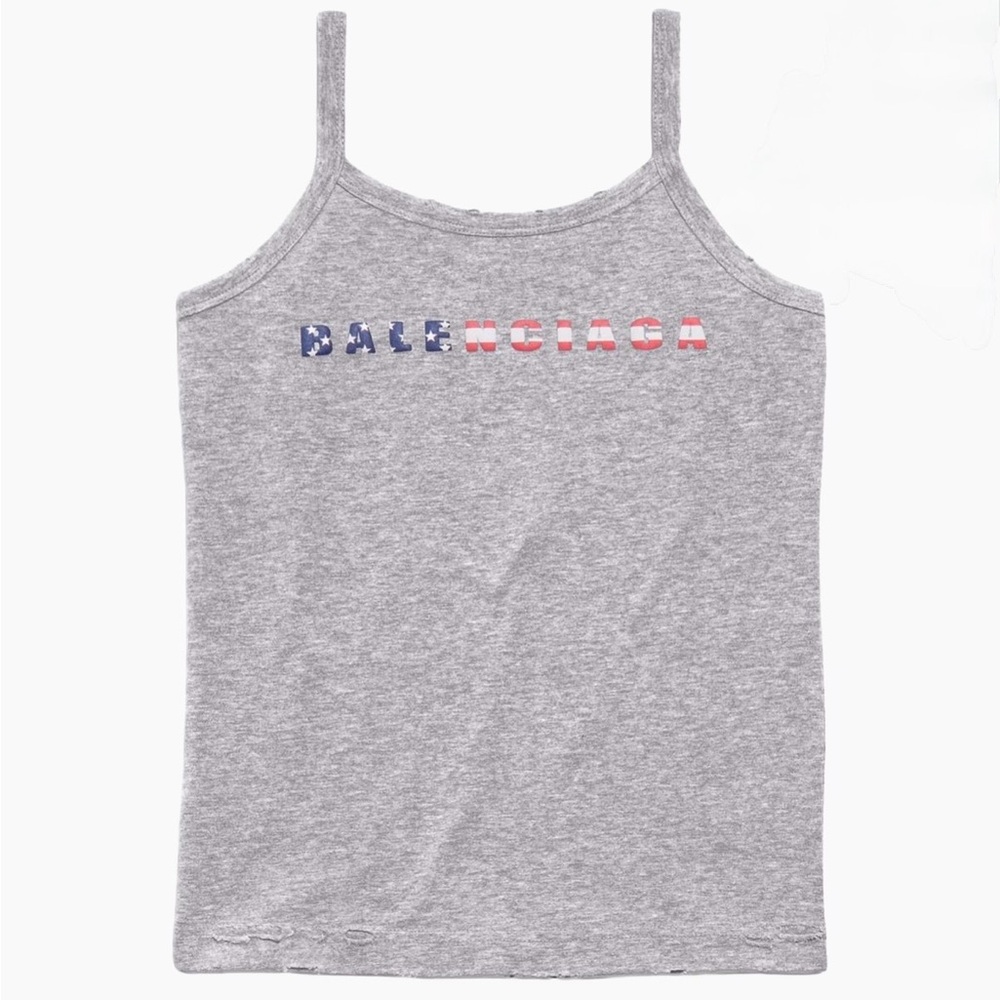 Balenciaga Heather Gray Logo Tank